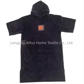 Kapuljačasti ručnik-pončo od 100% pamuka za presvlačenje nakon plivanja (100% pamuk; 300–400 g/m²; 21s pređa; ravna tkanina; ZHIWENHUI)