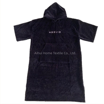 Kapuljačasti ručnik-pončo od 100% pamuka za presvlačenje nakon plivanja (100% pamuk; 300–400 g/m²; 21s pređa; ravna tkanina; ZHIWENHUI)