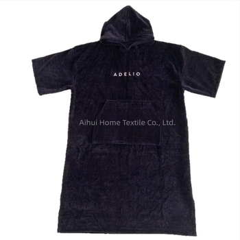 Kapuljačasti ručnik-pončo od 100% pamuka za presvlačenje nakon plivanja (100% pamuk; 300–400 g/m²; 21s pređa; ravna tkanina; ZHIWENHUI)