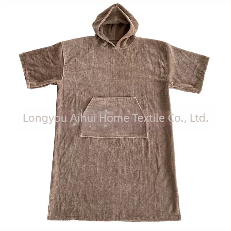 Kapuljačasti ručnik-pončo od 100% pamuka za presvlačenje nakon plivanja (100% pamuk; 300–400 g/m²; 21s pređa; ravna tkanina; ZHIWENHUI)