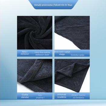 Bademantil pončo s kapuljom od ultra-fine vlakana za brzo sušenje na plaži (Materijal: Ultra-fine Fiber; Vlakna: 120D; Težina: ispod 100 g; Pletenje: Plain weave)
