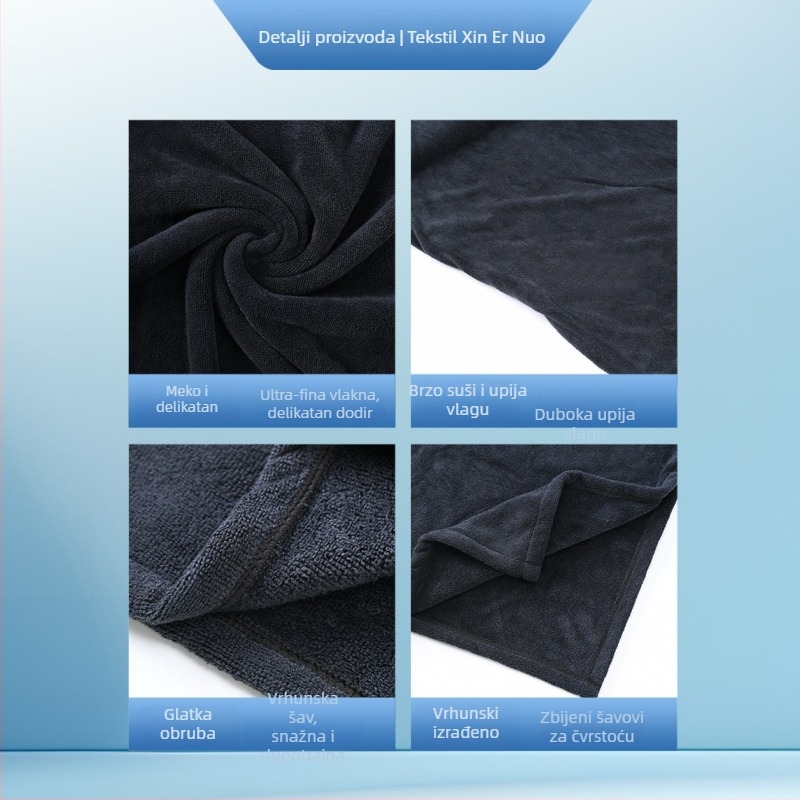 Bademantil pončo s kapuljom od ultra-fine vlakana za brzo sušenje na plaži (Materijal: Ultra-fine Fiber; Vlakna: 120D; Težina: ispod 100 g; Pletenje: Plain weave)
