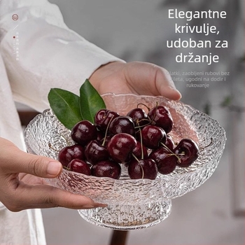 Staklena posuda za voće s postoljem – Kun Pin Xuan, minimalistički stil, premium kvaliteta
