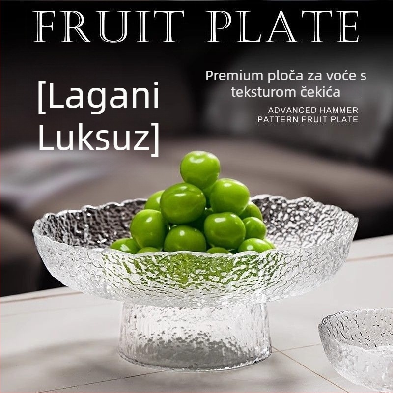 Staklena posuda za voće s postoljem – Kun Pin Xuan, minimalistički stil, premium kvaliteta