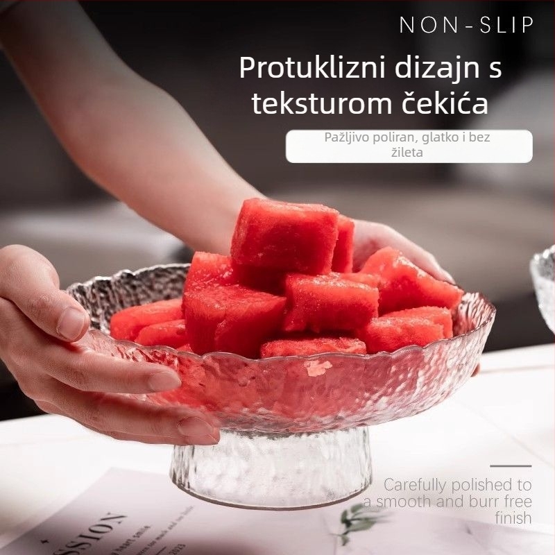 Staklena posuda za voće s postoljem – Kun Pin Xuan, minimalistički stil, premium kvaliteta