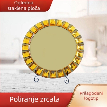 Staklena pločica, okrugla, promjer 27–27,9 cm, ručno oslikana površina, moderan minimalistički stil