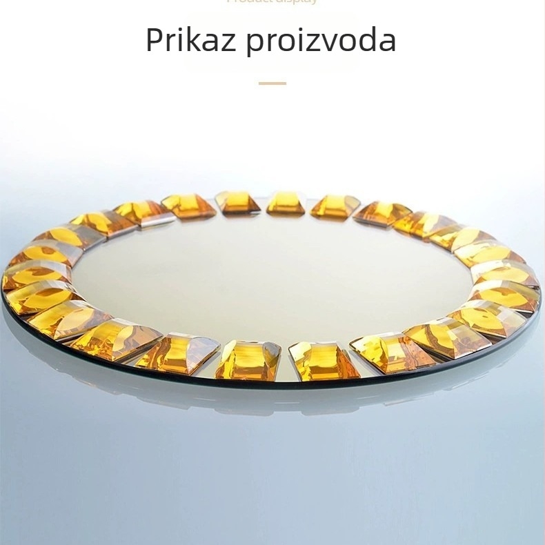 Staklena pločica, okrugla, promjer 27–27,9 cm, ručno oslikana površina, moderan minimalistički stil