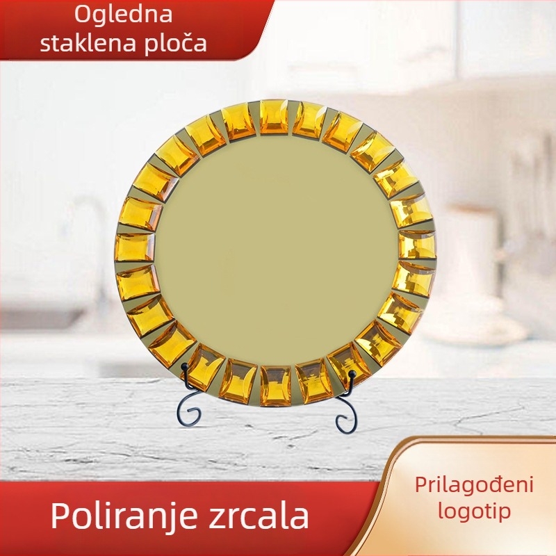 Staklena pločica, okrugla, promjer 27–27,9 cm, ručno oslikana površina, moderan minimalistički stil
