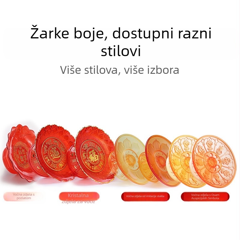 Set plastičnih tanjura za voće za darivanje pred Budom i oltarom Boga bogatstva