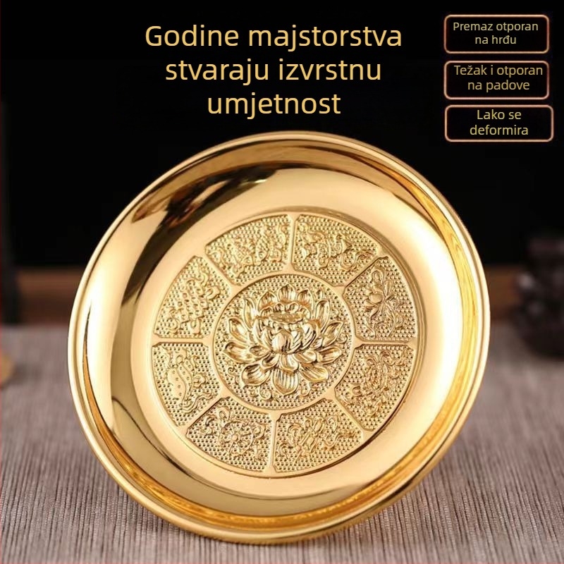 Kućni budistički tanjur za darivanje s motivom lotosa, legura, elektroplatiranje, kineski stil, brend True and Prosperous