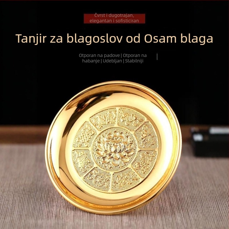 Kućni budistički tanjur za darivanje s motivom lotosa, legura, elektroplatiranje, kineski stil, brend True and Prosperous