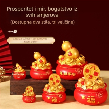 Rog obilja s novčanicom – ukras od smole za dnevni boravak, TV ormarić, vinska komoda i hodnik (kineski stil)