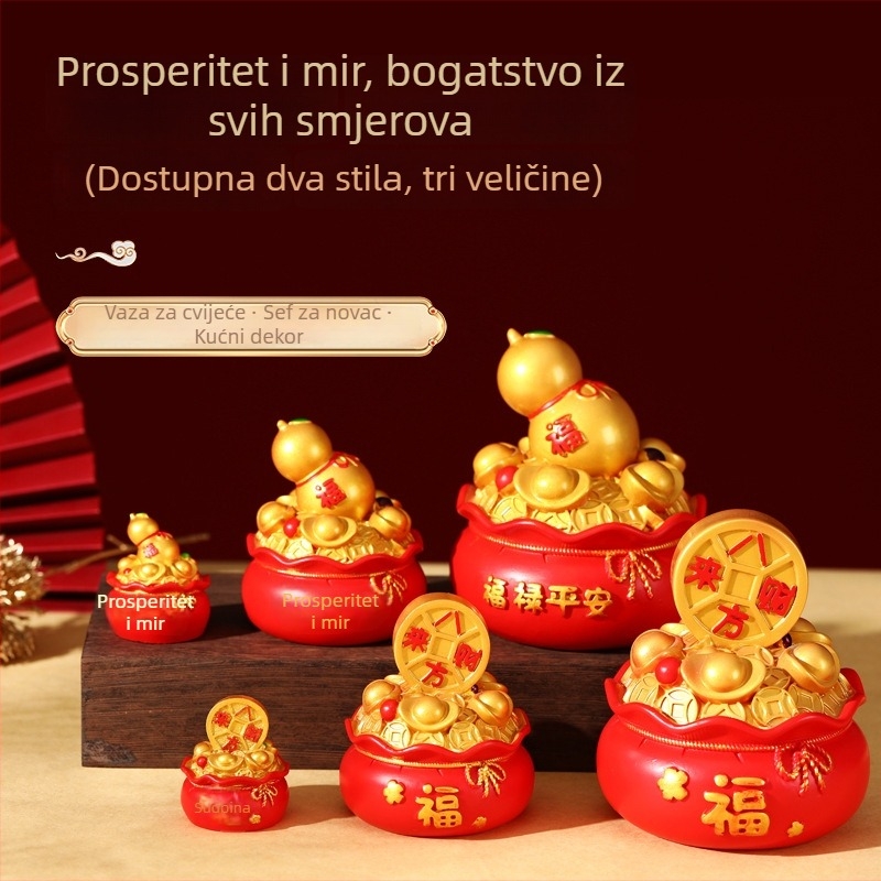 Rog obilja s novčanicom – ukras od smole za dnevni boravak, TV ormarić, vinska komoda i hodnik (kineski stil)