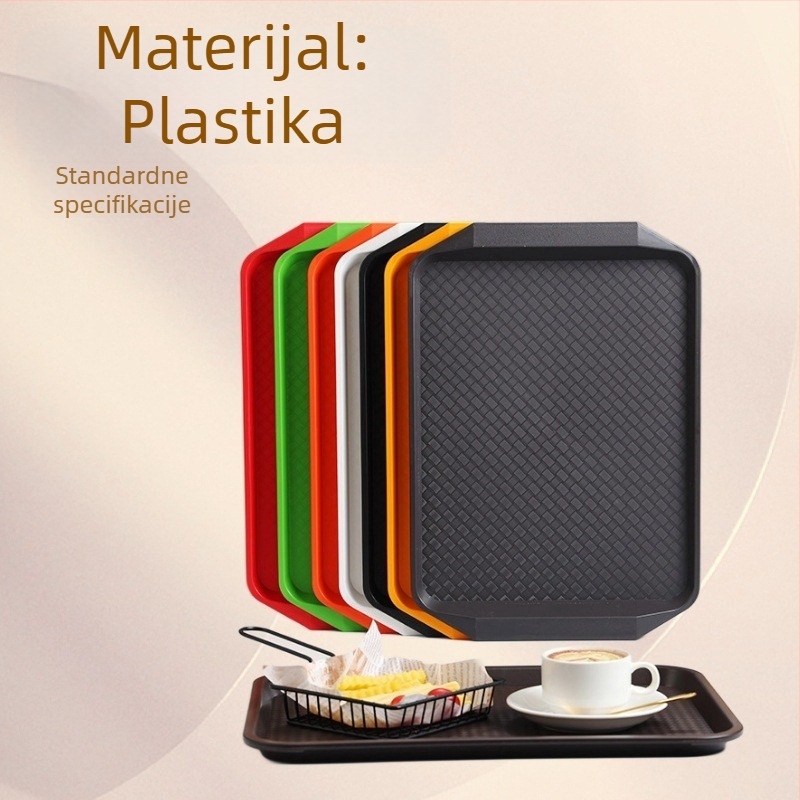 Plastična tacna s drvenim uzorkom – pravokutna, debeli dizajn, protuklizna za hotele i restorane