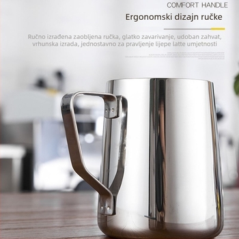 Nerđajući čelik latte art šalica s oštrim otvorom – šalica za pjenu od mlijeka, moderni minimalistički stil, težina 120 g