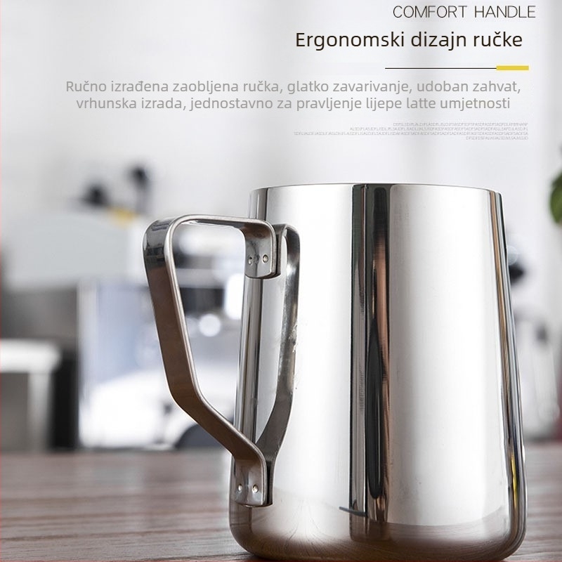 Nerđajući čelik latte art šalica s oštrim otvorom – šalica za pjenu od mlijeka, moderni minimalistički stil, težina 120 g