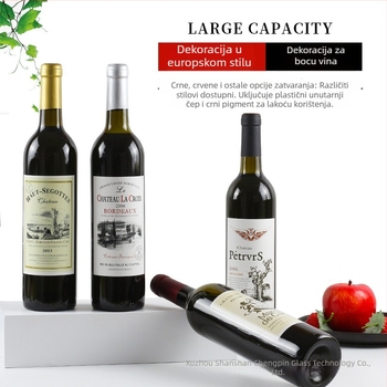 Dekorativna boca vina – staklena – marka SS – moguć ispis logotipa – za boce vina i druge namjene