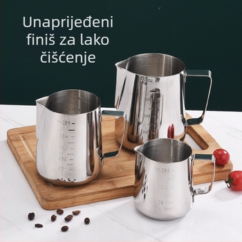 XJ Nehrđajući čelik latte art čaša za izlijevanje s izljevom i mjerilom, 200 g