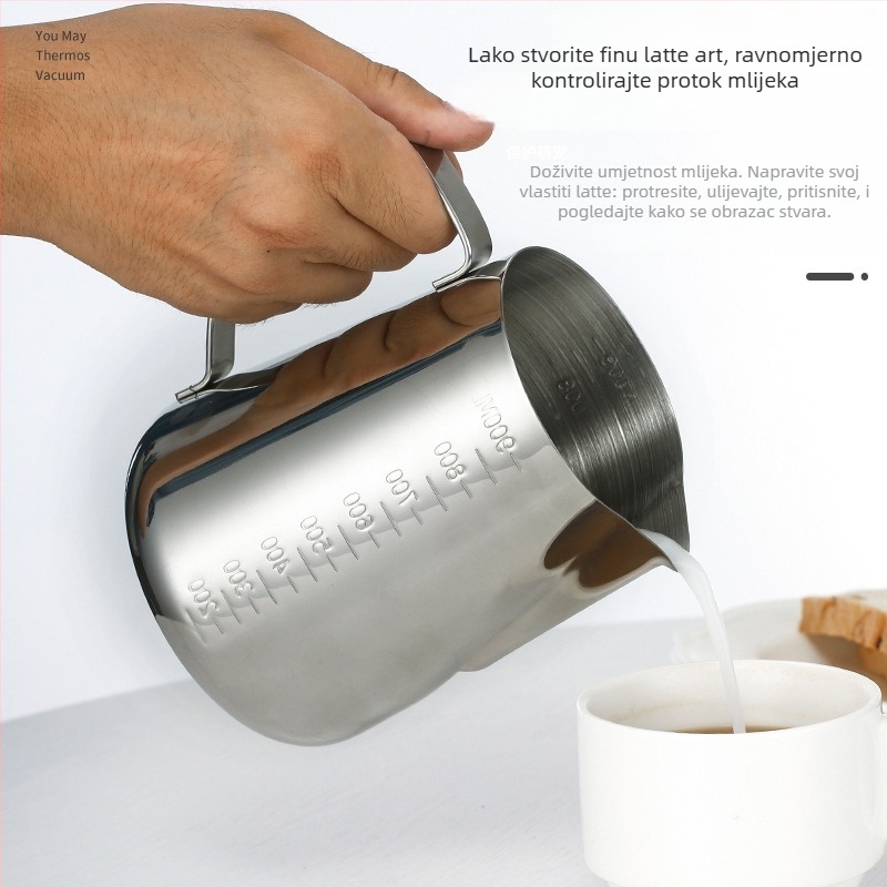 Čaša Latte Art od nehrđajućeg čelika, moderni stil, laserski gravirano logo, 200 g, papirnata kutija