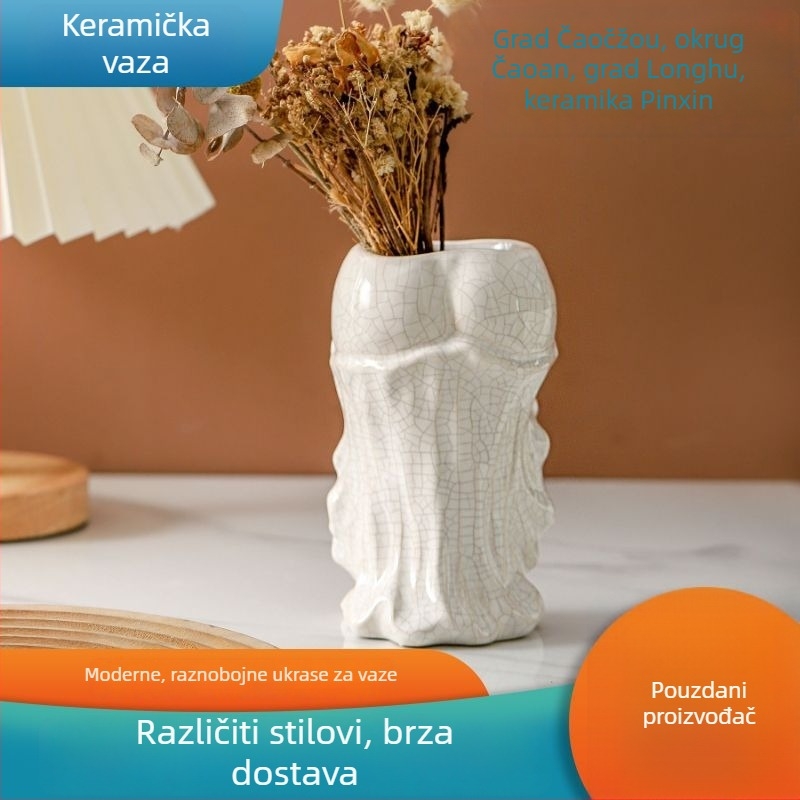 Keramička vaza u nordijskom stilu za ukrašavanje doma i ureda, pogodna za cvjetne aranžmane.