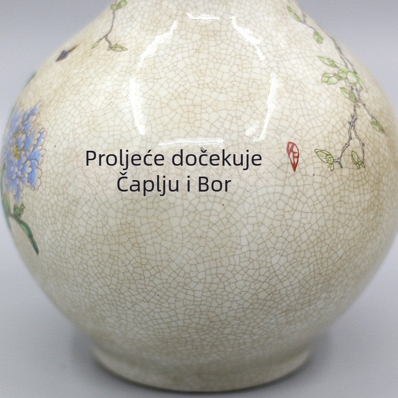 Vaza od bijelog porculana, motiv bor i crane, kineski stil, antikni ukras