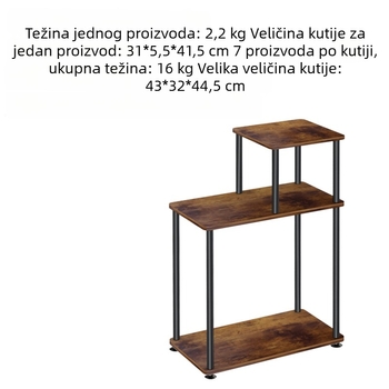 Trostruka polica s metalnim okvirom – moderni minimalistički stil, površina od umjetne ploče, prilagodljivo