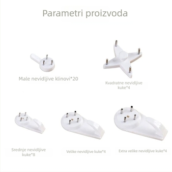 43-dijelni set nevidljivih plastičnih kukica za okvire i slike (40 kukica + 3 alata)