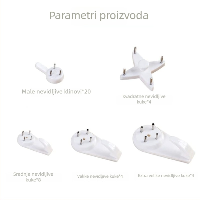 43-dijelni set nevidljivih plastičnih kukica za okvire i slike (40 kukica + 3 alata)