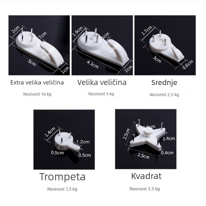 43-dijelni set nevidljivih plastičnih kukica za okvire i slike (40 kukica + 3 alata)