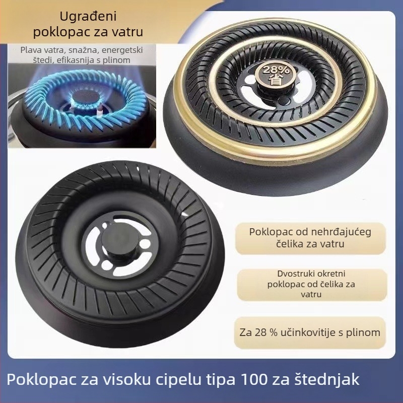 Ugrađena plinska ploča dodatak | Visoko noga gorionik; Poklopac plamena; Dijelitelj plamena; Materijal: magnetski materijali; Pribor: vijci