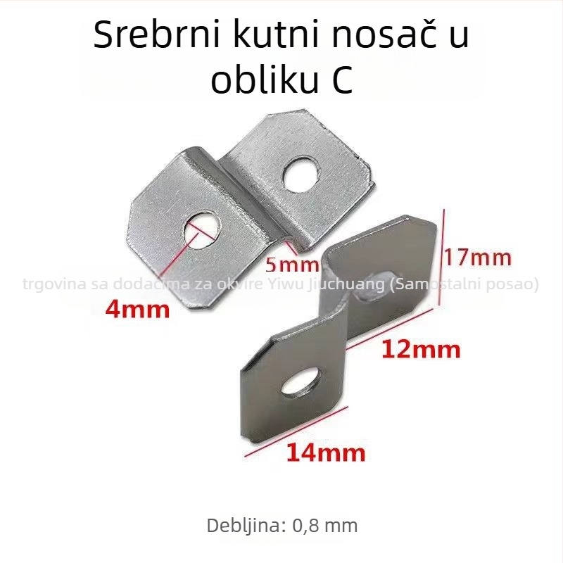 Z-oblik kutnog spoja za okvir – metalni spojnik od galvaniziranog željeza, elektroplatiranje, marka Yaochuang, pakirano u vrećicu