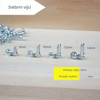 Vijak za samorezanje s podloškom, okrugla glava, metal, elektroplatirani završni sloj, marka Qijie