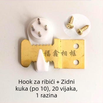 Kuka za okvir slika s ribljim kostima i nazubljenim kukom, skriveno vješanje (Metalno; Nije uvozeno; ekseri)