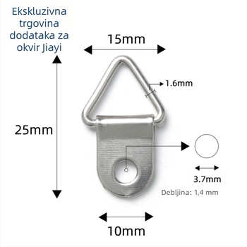 Metalna petlja za trokutasti mali okvir za fotografiju, 15–25 mm, elektroplatirano, mogućnost prilagodbe, paket 1000 kom.