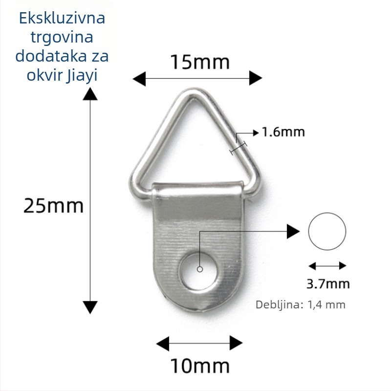 Metalna petlja za trokutasti mali okvir za fotografiju, 15–25 mm, elektroplatirano, mogućnost prilagodbe, paket 1000 kom.