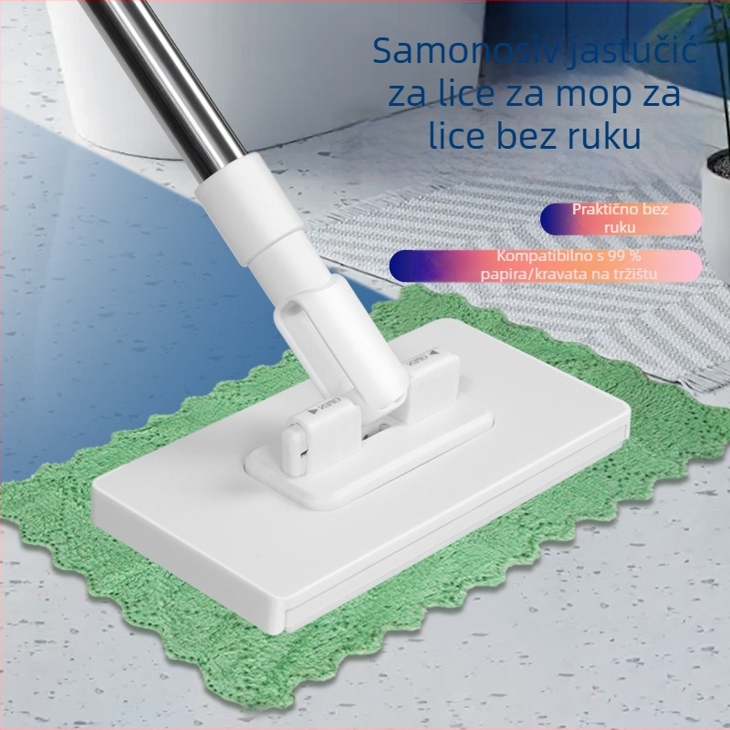 Ploški mop za pod – mikrovlaknena krpa, plastična ručka, nosivost 10 kg, postotak sušenja 90–100%, jednostruki pogon