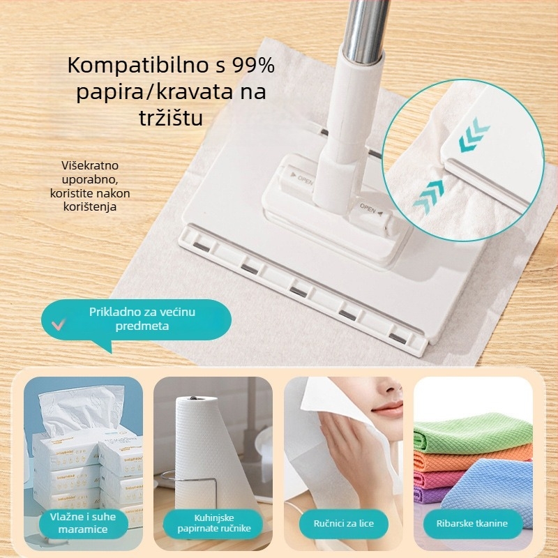 Ploški mop za pod – mikrovlaknena krpa, plastična ručka, nosivost 10 kg, postotak sušenja 90–100%, jednostruki pogon