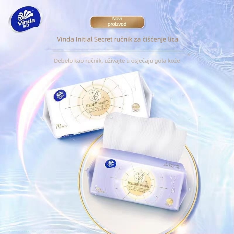 Vinda jednokratne pamucne maramice za čišćenje lica, 70 listova, 100% pamuk, mogu se objesiti