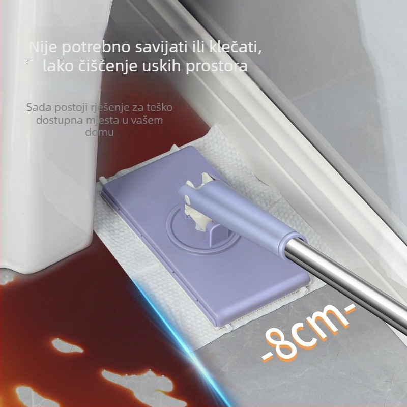 Mikrovlaknen mop s plastičnim štapom – klizni mehanizam za iscijeđenje, 50–60% iscijeđenja, nosivost 10 kg, ravna glava