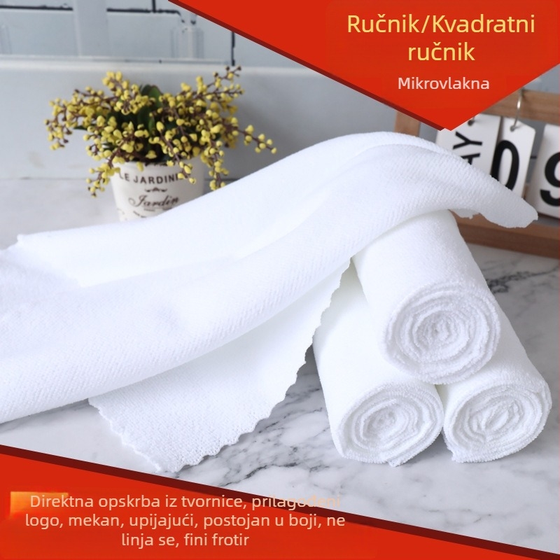 Brzo sušeći bijeli ručnik s čipkastim rubom, kvadratni jednokratni ručnik za hotelsku kupaonicu i kupanje stopala