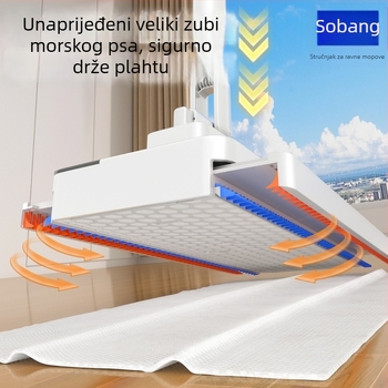 Sorbonne plosnati mop s cijevi od nehrđajućeg čelika, podizna šipka + plastična pločica, nosivost 5 kg, otpornost na koroziju razina 10, postotak isušivanja ≤40%