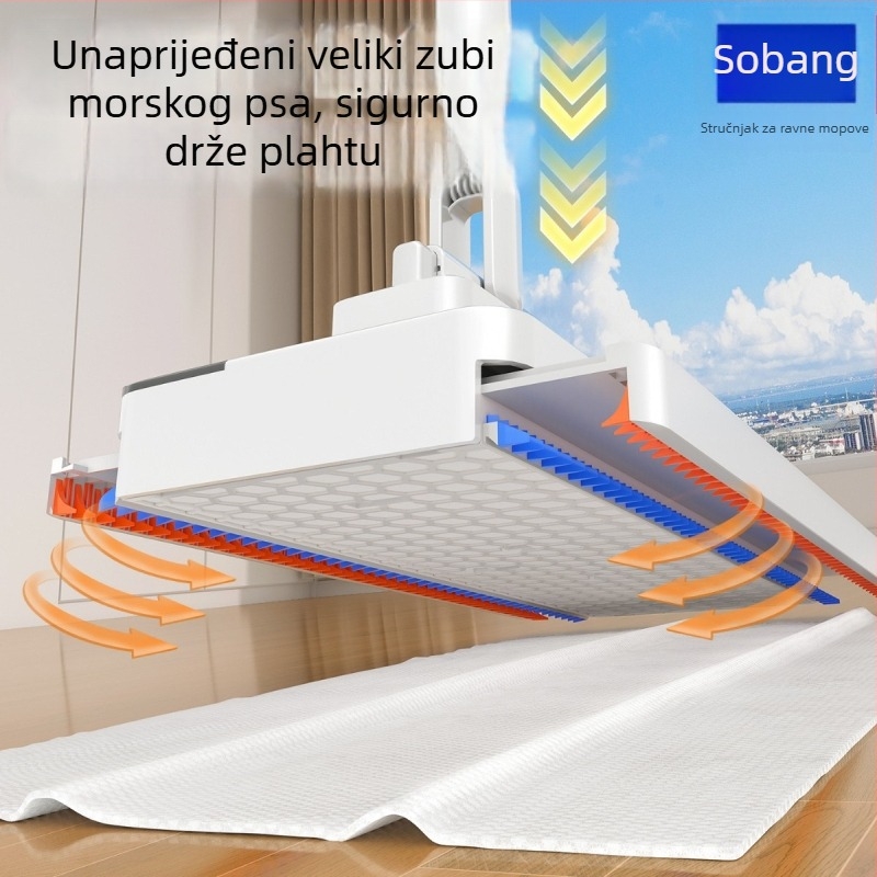 Sorbonne plosnati mop s cijevi od nehrđajućeg čelika, podizna šipka + plastična pločica, nosivost 5 kg, otpornost na koroziju razina 10, postotak isušivanja ≤40%