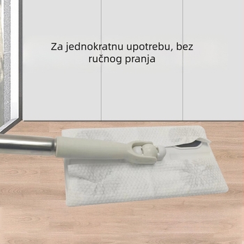 Pločki mop s jednokratnim maramicama za lice, nehrđajući čelik šipka, način istiskivanja vode: položite maramicu na ploču, tip šipke: obična šipka + plastična pločica