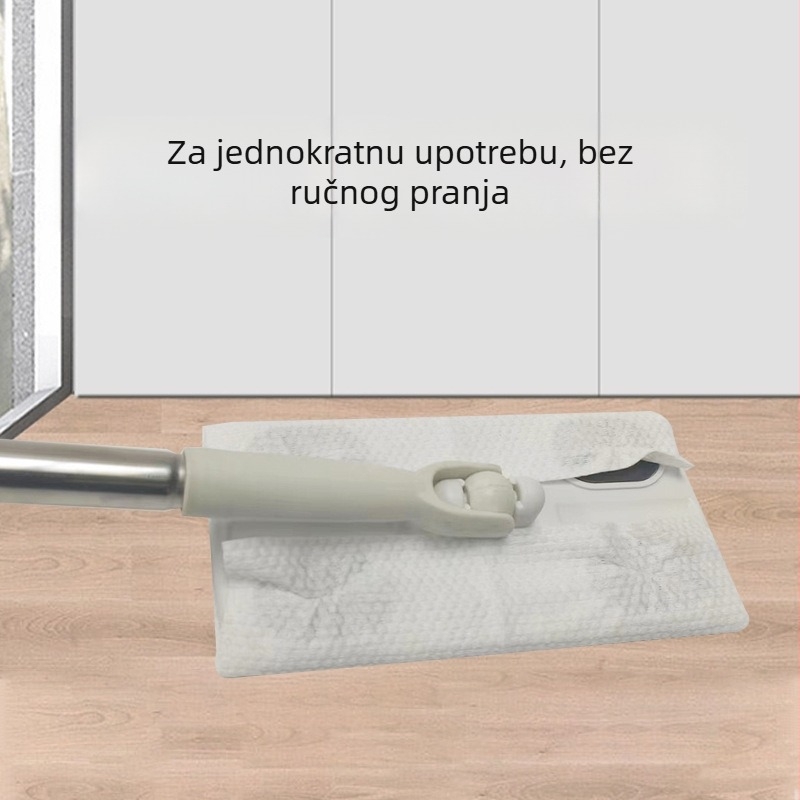 Pločki mop s jednokratnim maramicama za lice, nehrđajući čelik šipka, način istiskivanja vode: položite maramicu na ploču, tip šipke: obična šipka + plastična pločica
