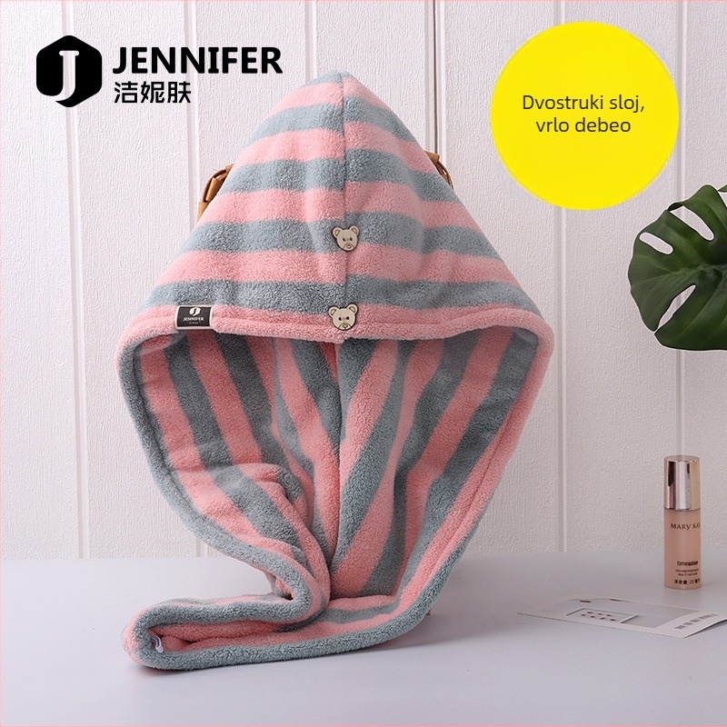 Kapa za sušenje kose s dvostrukim slojem turbana, superfina vlakna, tiskano logo, mogućnost prilagođavanja