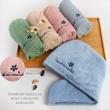 Dvostruka kapa za kosu od koralnog flisa, 150D, izvezeni, brzo sušenje