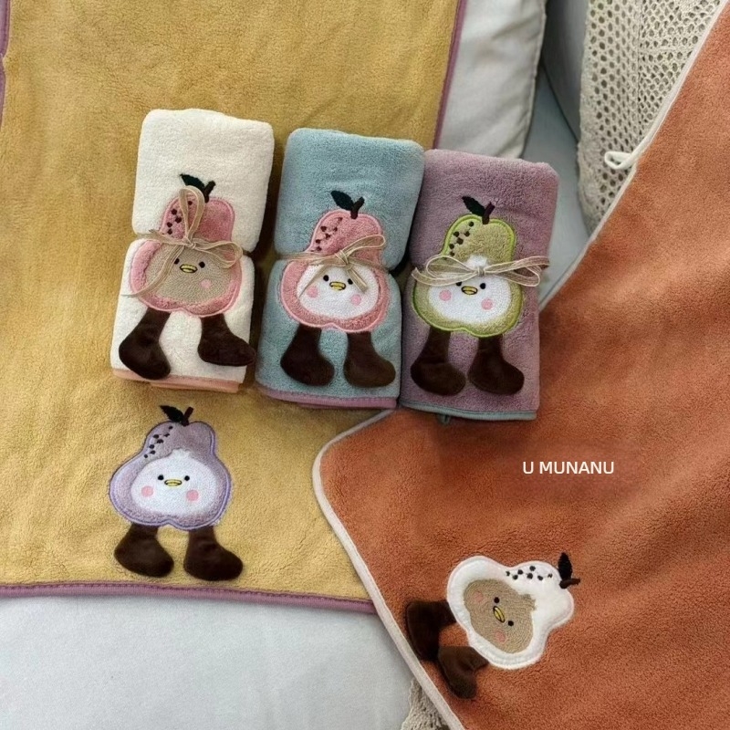 Set ručnika Coral Fleece (ručnik i ručnik za lice) s kapom za tuširanje, 150D vlakna, težina 80–100 g, ušiveno i istaknuto, jednostavno tkanje