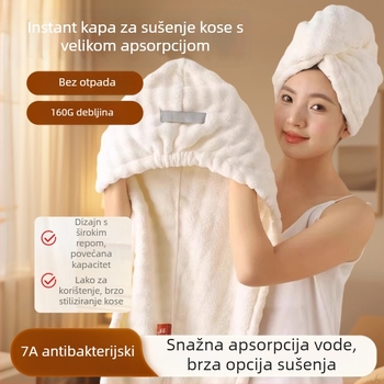 Ženska kapa za sušenje kose – izuzetno upijajuća, brzo sušenje, turbanski tuš kapa, zgušćena, 50–79 g