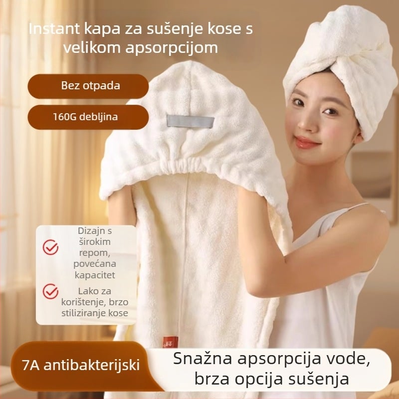 Ženska kapa za sušenje kose – izuzetno upijajuća, brzo sušenje, turbanski tuš kapa, zgušćena, 50–79 g