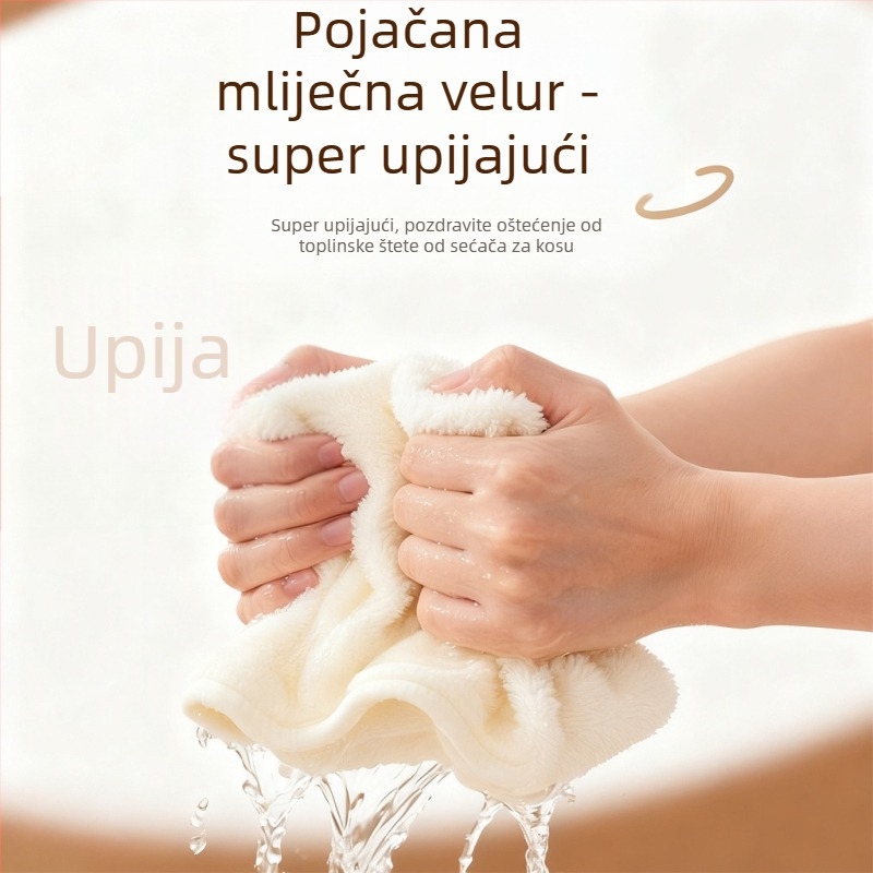 Ženska kapa za sušenje kose – izuzetno upijajuća, brzo sušenje, turbanski tuš kapa, zgušćena, 50–79 g